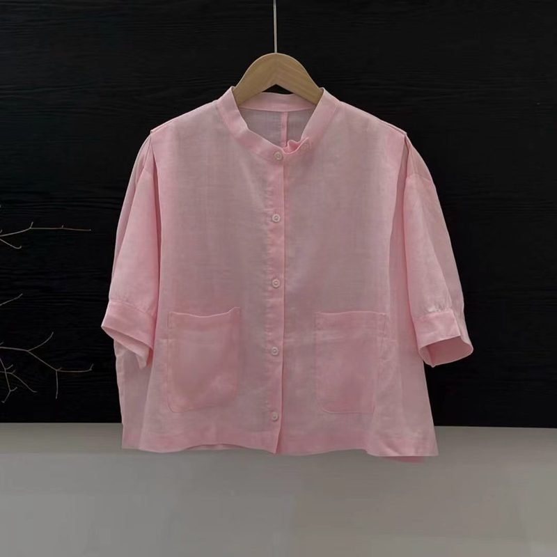 Femme Rétro Uni-Color Mock-Neck Coupe Ample Top
