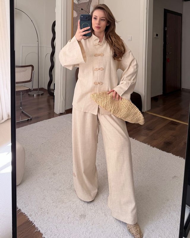 Shirt And Décontracté Ample-Fitting Wide-Leg Pantalon Set