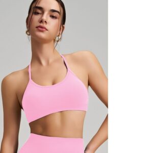 Sans Couture Thin Strap Cross Back Yoga Outfit Set, Quick-Dry Tight Sports Fitness Bra For Running