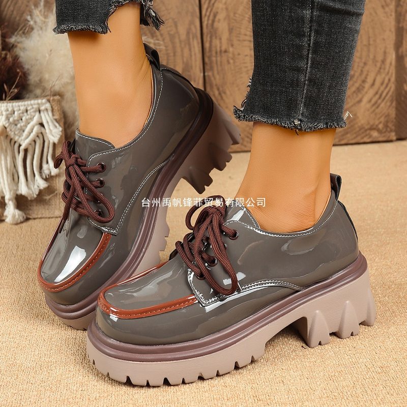 Height-Increasing Large-Size Lace-Up Vintage Round-Toe Chaussures