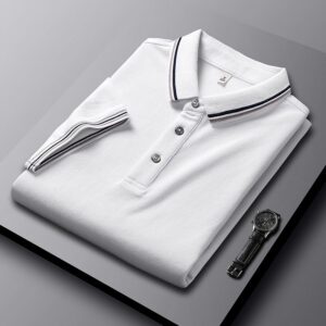 Homme Manches Courtes Business Polo Shirt With A Turn-Down Collar