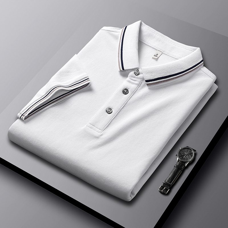 Homme Manches Courtes Business Polo Shirt With A Turn-Down Collar