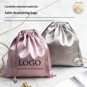 Pochette en Satin à Double Cordon, Effet Soie