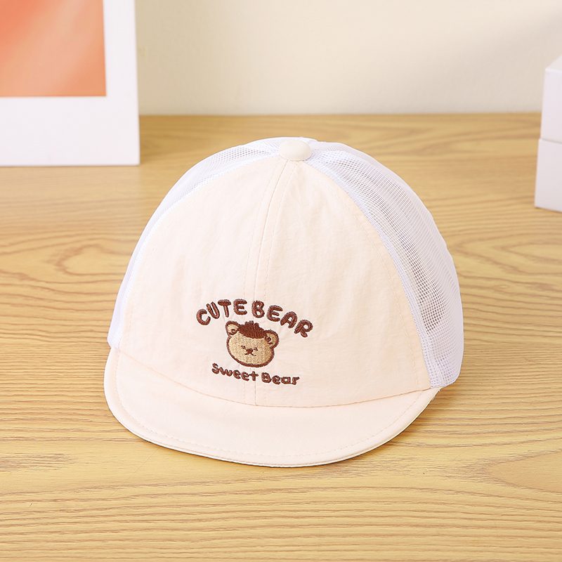 Children'S Cartoon Pattern Letter Embroidered Patchwork Net Fabric Respirant And Cool Short-Brimmed Baseball Casquette Suitable For Shopping And Traveling