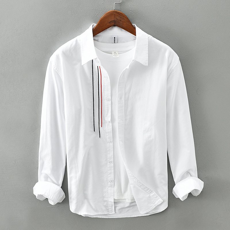 Cotton Manches Longues Simple Handsome Décontracté And Versatile Shirt Veste