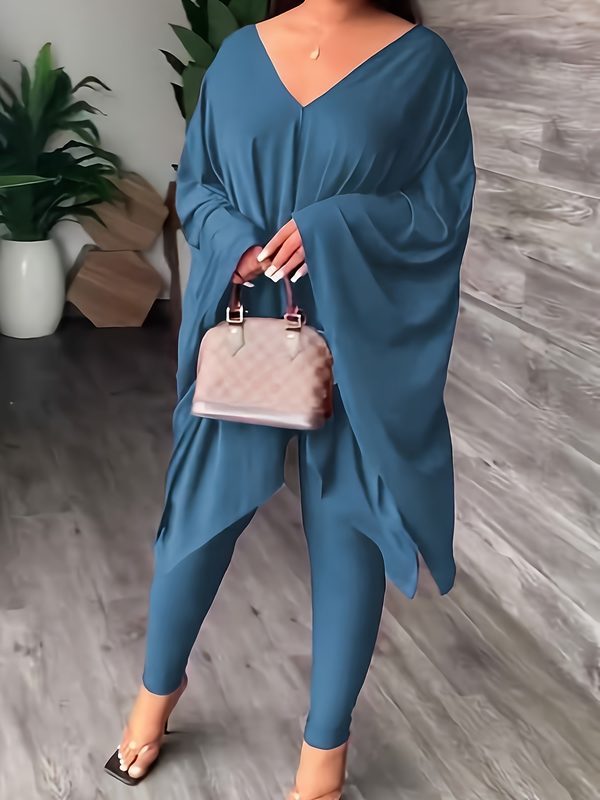 Homey Uni-Color Décontracté Chic Two-Piece Set