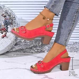 Fish-Mouth Metal Chain High-Heeled Sandals