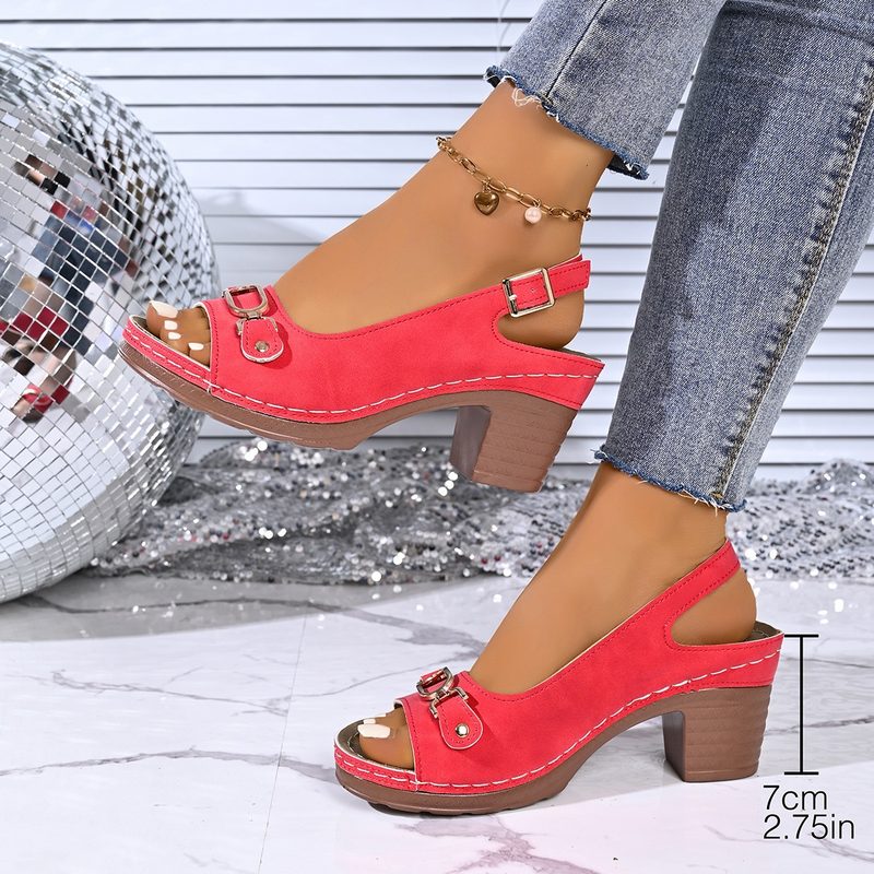 Fish-Mouth Metal Chain High-Heeled Sandals