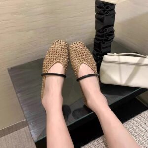Rétro Woven Roman Style Small Square-Toe Low-Top Femme Pumps