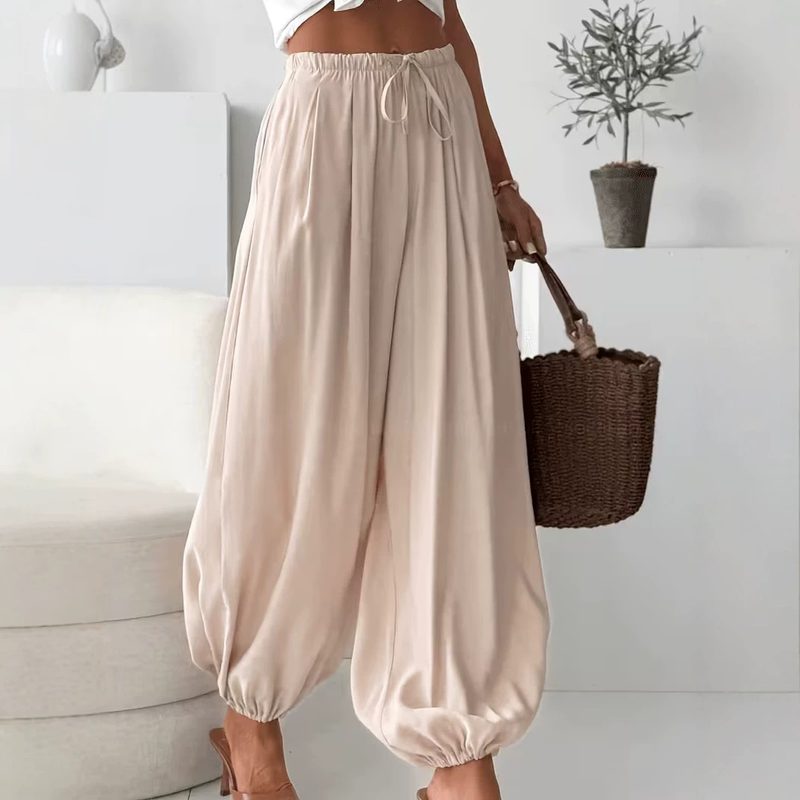 Pantalon Femme d'Été 7/8 à Taille Élastiquée