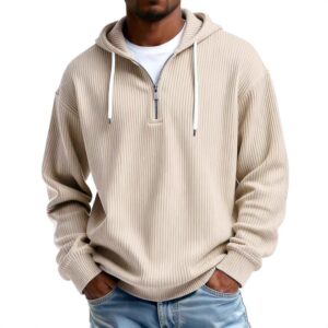 Homme Manches Longues Hooded Veste Coupe Ample Décontracté Sweatshirt