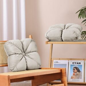 Set Of Two 14In Square Velvet Flower Knot Accent Throw Pillows