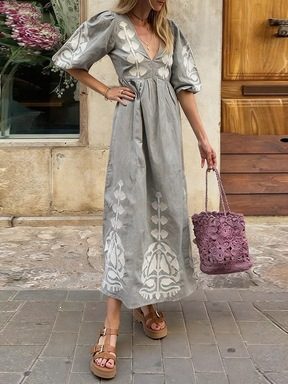 Robe Décontractée Ample pour Femme, Manches Bouffantes et Dos Découpé Raffiné