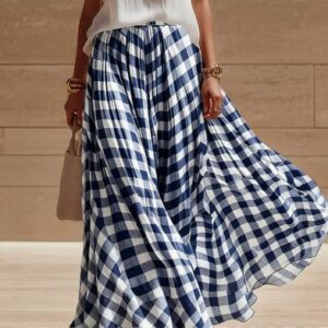 Rétro Plaid Versatile Beach Jupe Midi Jupe