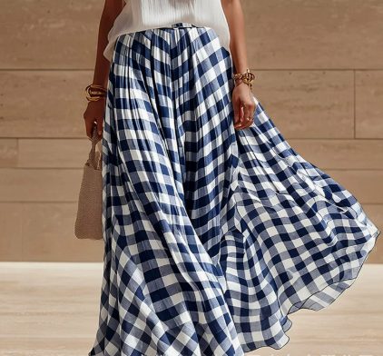 Rétro Plaid Versatile Beach Jupe Midi Jupe