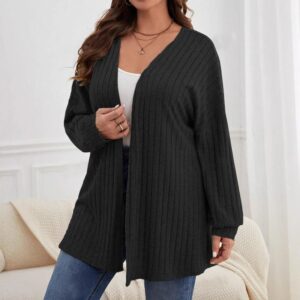 Manches Longues Uni Color Ample Cardigan Top Knitting Manteau