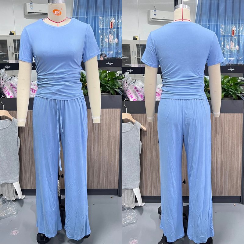 Femme Uni-Color Top And Pantalon Set