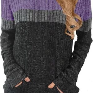 Décontracté Color-Block Patchwork Hooded Sweatshirt With Pockets