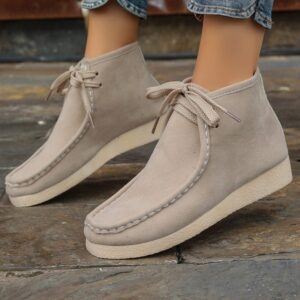 Bottines Élégantes Femme Style Britannique à Lacets, Bout Rond, Surpiqûres Délicates et Talon Discret