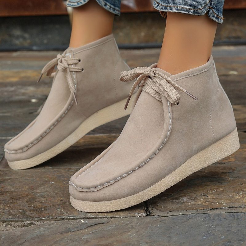 Bottines Élégantes Femme Style Britannique à Lacets, Bout Rond, Surpiqûres Délicates et Talon Discret