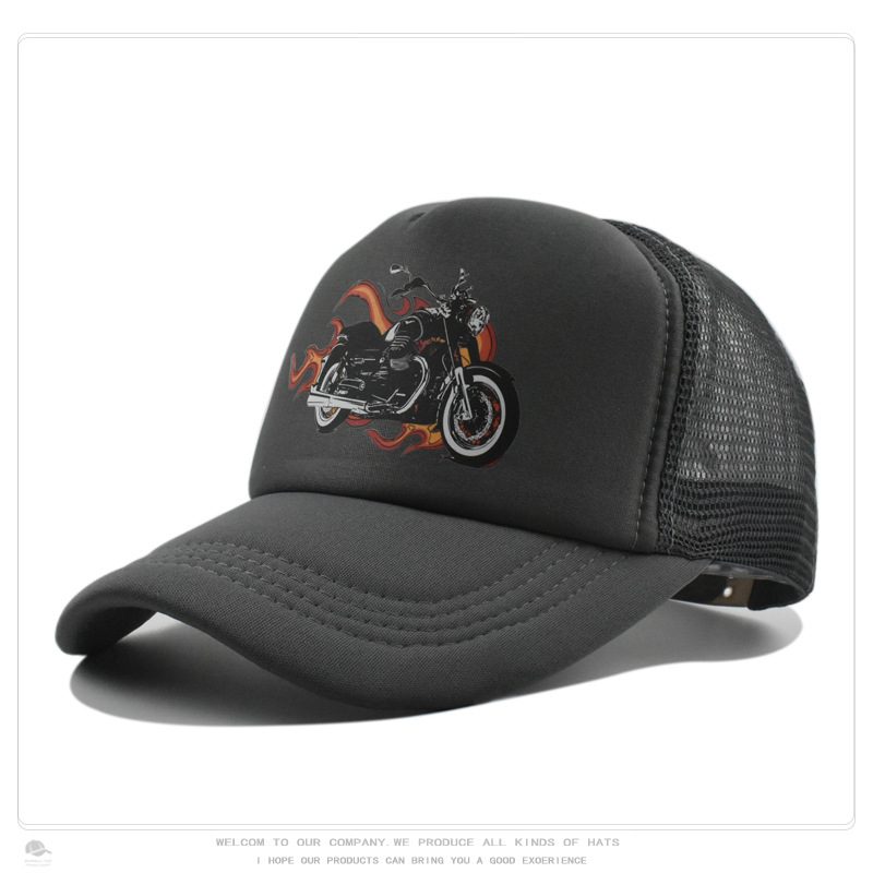 Casquette Visière d'Été Respirante Anti-UV avec Motif Moto pour l'Extérieur