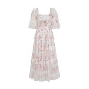 Femme Square-Neck Imprimé Embroidered Robe
