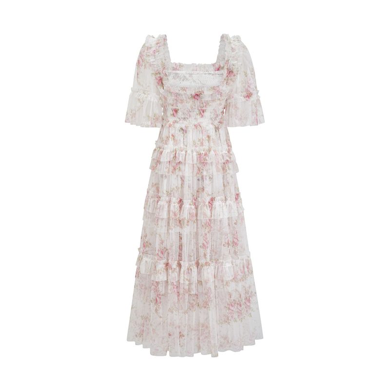 Femme Square-Neck Imprimé Embroidered Robe