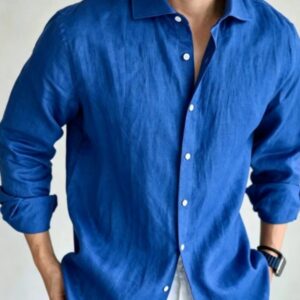 Chemise Homme en Lin Bleu Marine, Chic & Décontractée