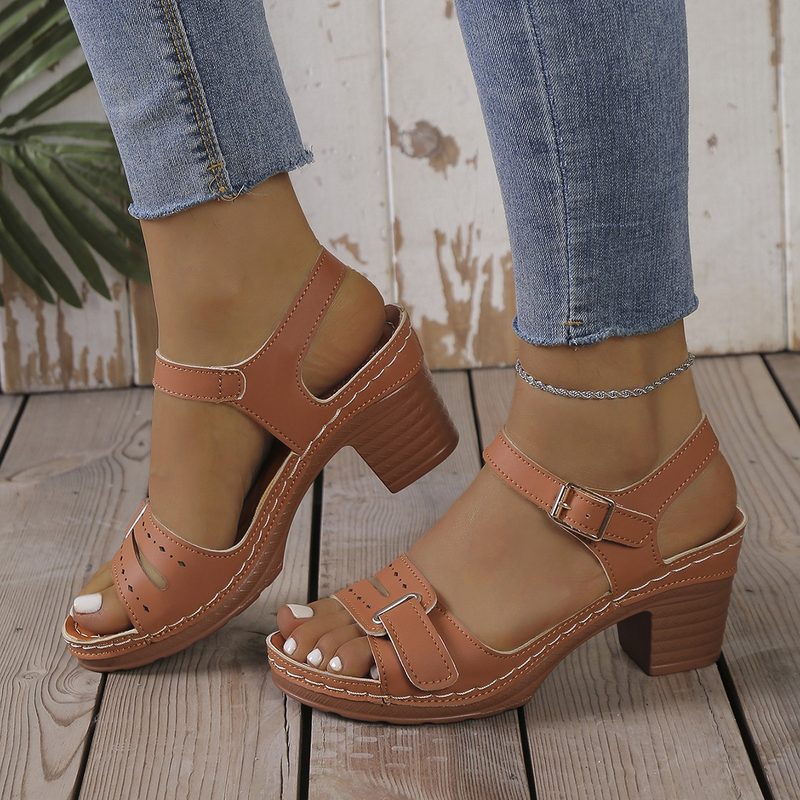 Chunky-Heel Large-Size Summer Décontracté Femme Sandals