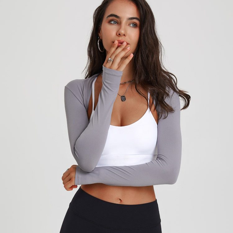 Spring & Summer Sports Manches Longues Shrugs For Yoga & Dance, Uni Color Cardigan Cover-Ups For Workouts, Hide Armpit Fat Entraînement Shirts