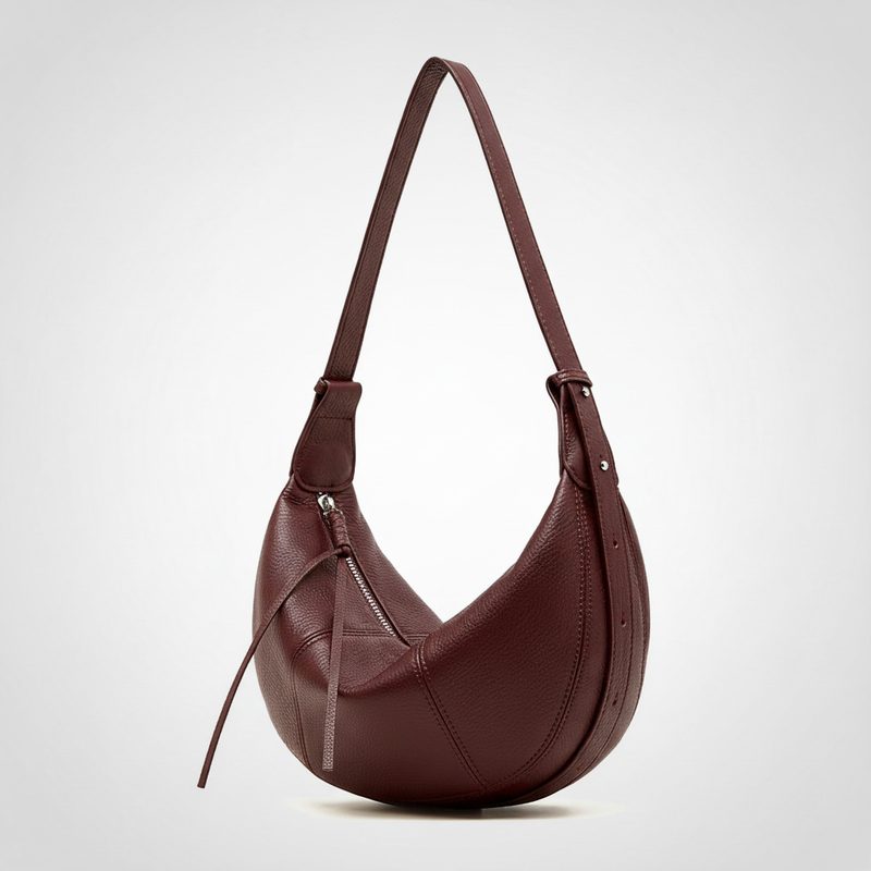 Sac Bandoulière Croissant en Cuir de Vachette Pleine Fleur – Nouveau Design Original, Forme Souple Élégante, Pratique pour le Quotidien