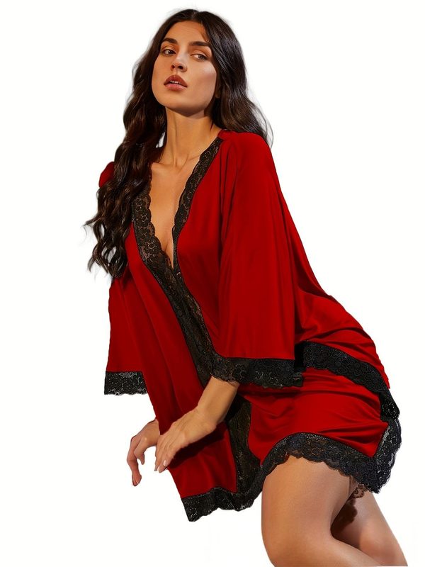 Round-Neck Imprimé Loungewear Pajama Two-Piece Set