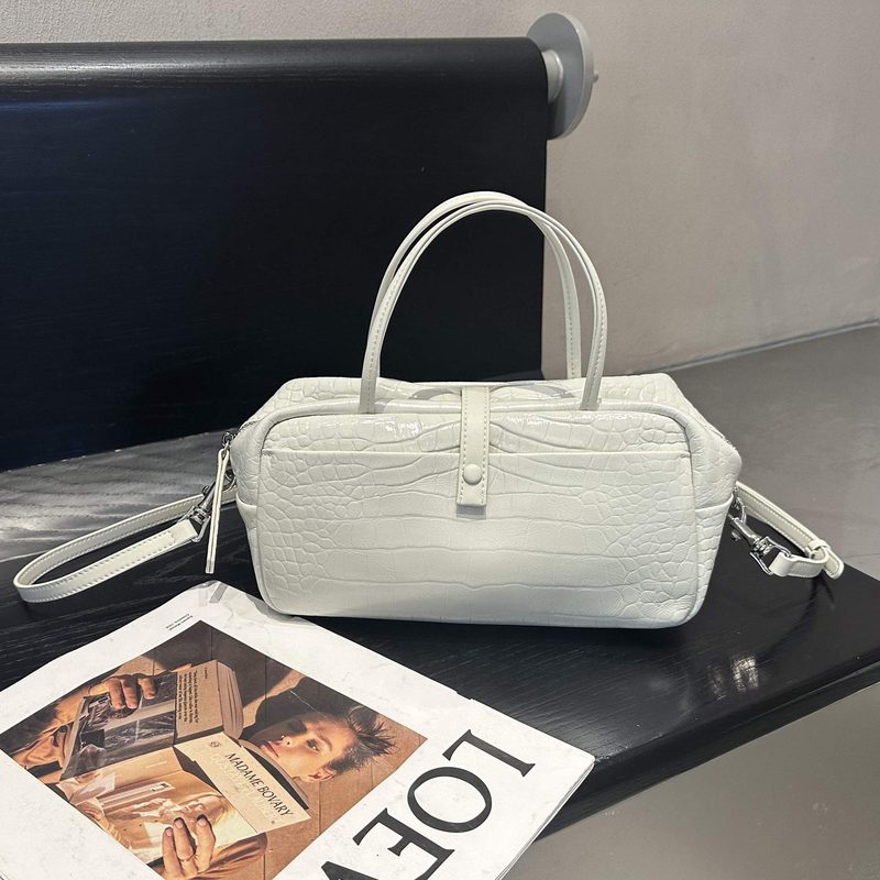 Cross-Border Design Crocodile-Pattern Toast Sac, Luxe First-Layer Cowhide, High-End Genuine Leather Handbag