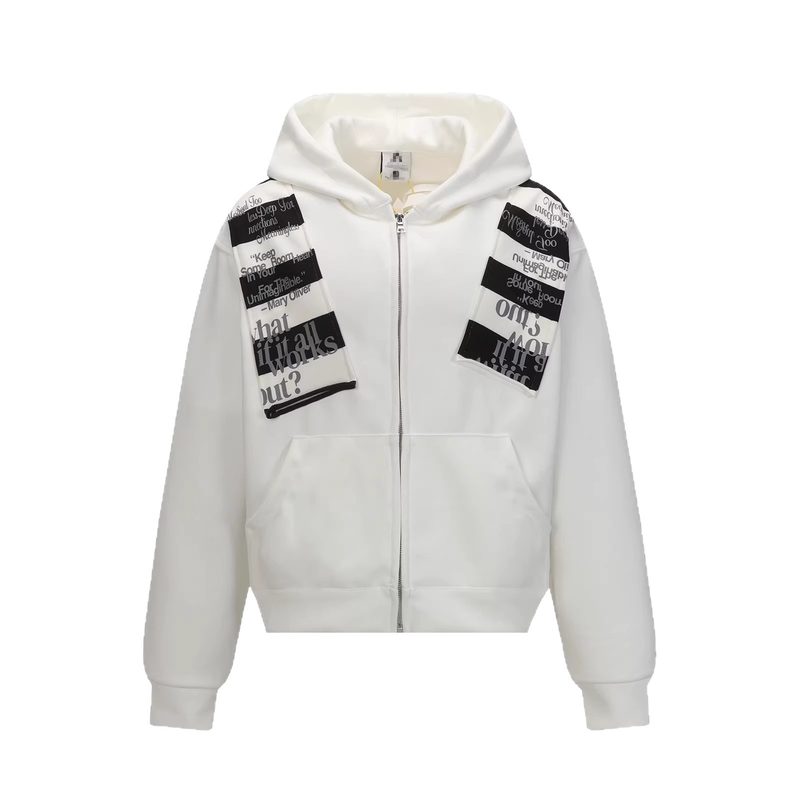 Letter-Print Sporty Cardigan Sweat À Capuche