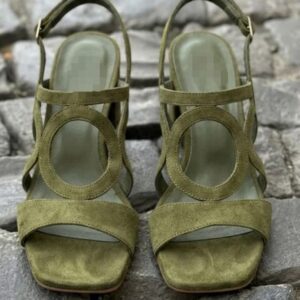 Suede High-Heeled Hollow-Out Large-Size Buckle-Strap Femme Sandals