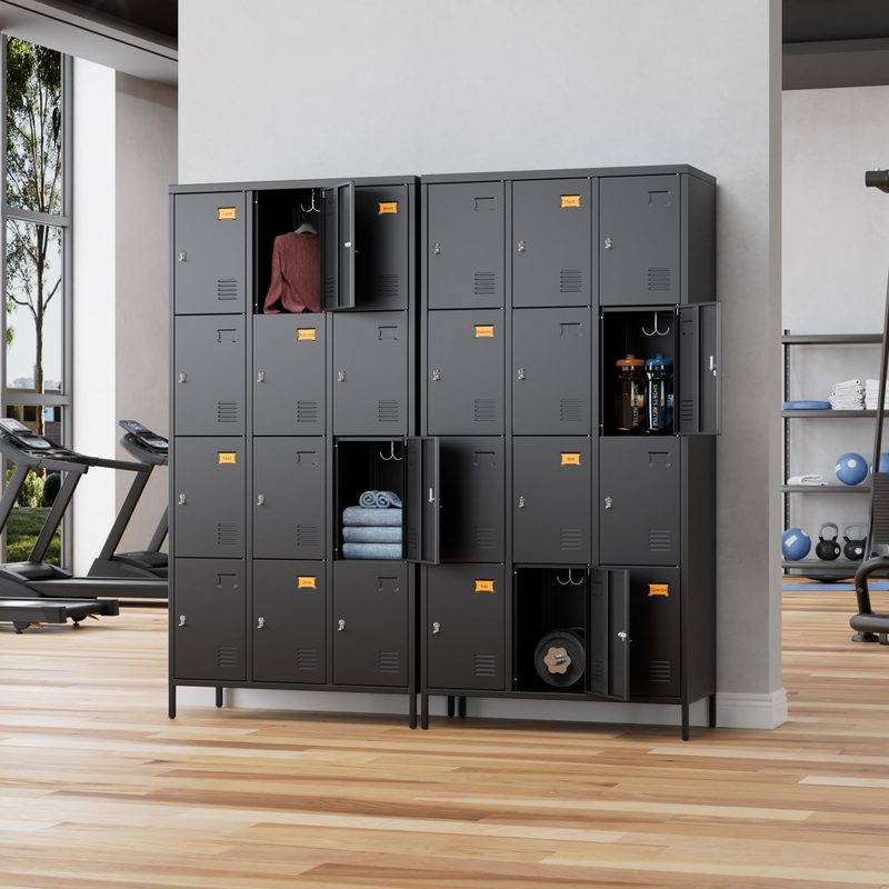 Metan Metal Locker For School Office Fitness Bedroom, 12 Doors Black Steel Storage Locker Cabinet For Employees, Industrial Storage Locker, Assembly Required 12 Door-Black