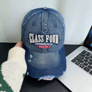 Casquette de Baseball Vintage & Décontractée, Broderie Lettres 3D Monochrome et Finitions Effilochées – Idéale pour les Loisirs en Plein Air