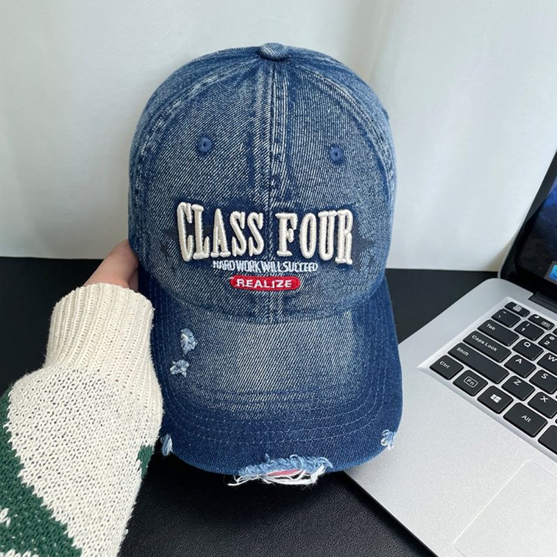 Casquette de Baseball Vintage & Décontractée, Broderie Lettres 3D Monochrome et Finitions Effilochées – Idéale pour les Loisirs en Plein Air