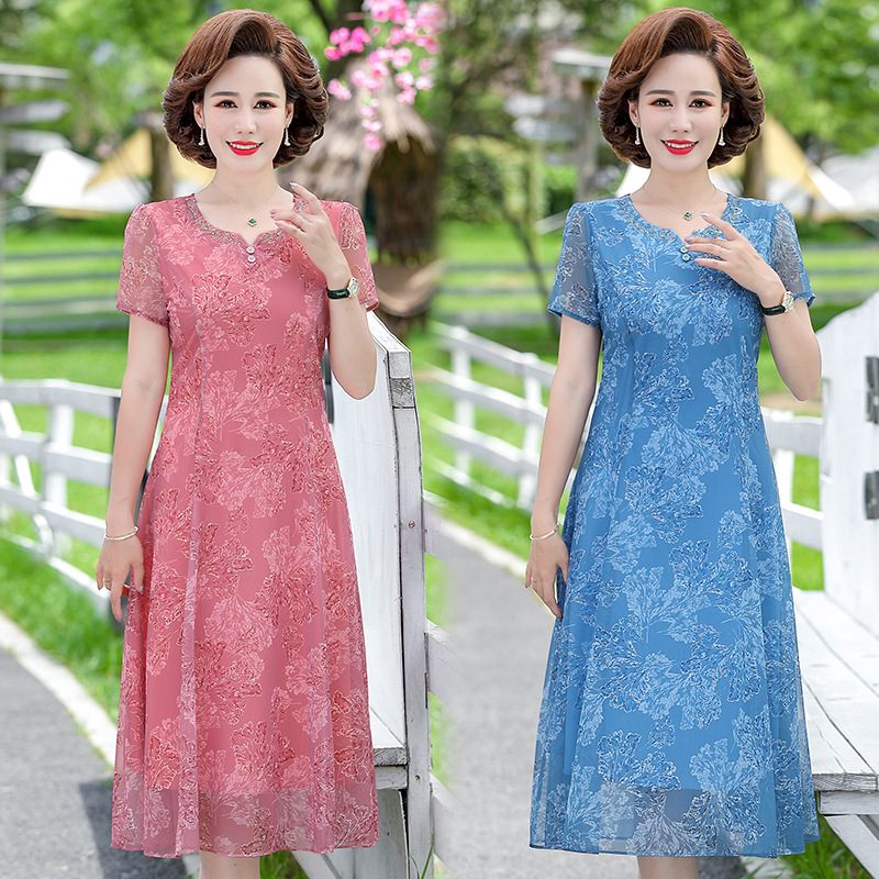 Robe d'Été Élégante à Manches Courtes pour les Mamans Modernes