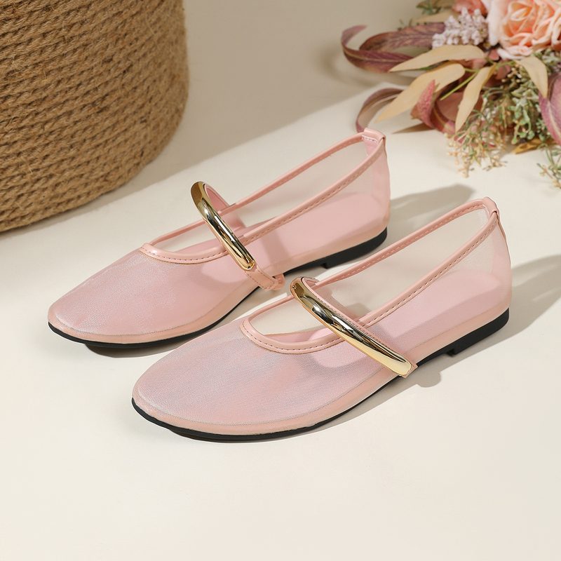 Round-Toe Mesh Respirant Strap Flat Chaussures