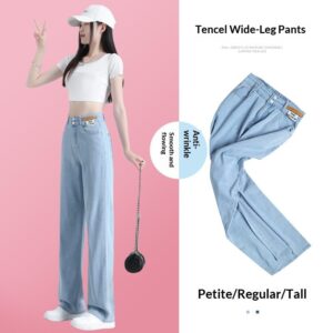 Summer Thin High-Waisted Drapey Wide-Leg Ample Tencel Soft Denim Jeans