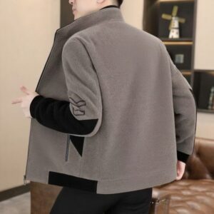 Homme Stand-Neck Veste With Fleece Lining And Thickened Outerwear