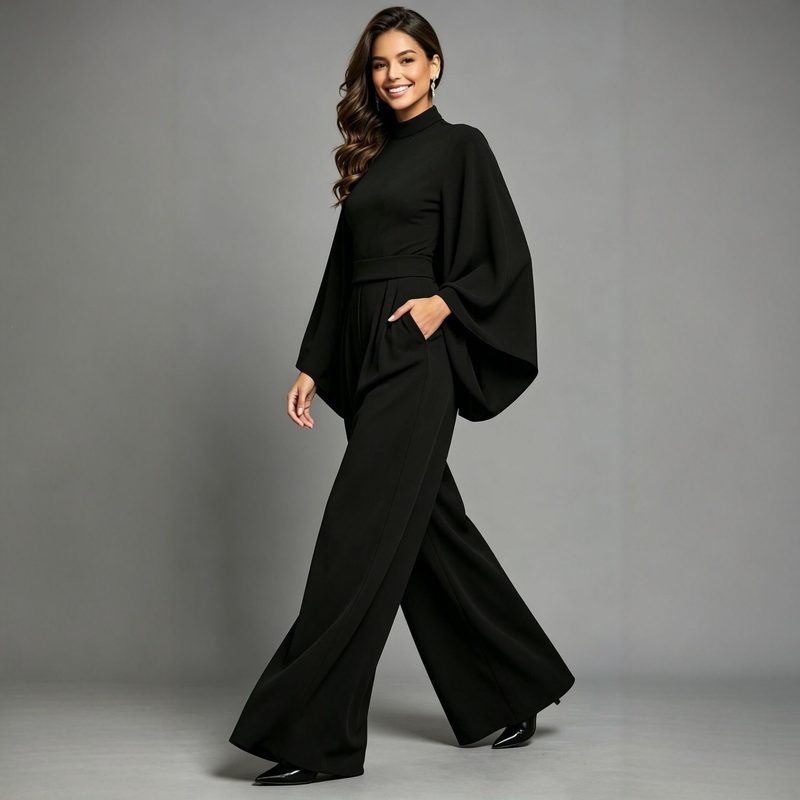 Femme Relaxed-Fit Manches Longues Jumpsuit