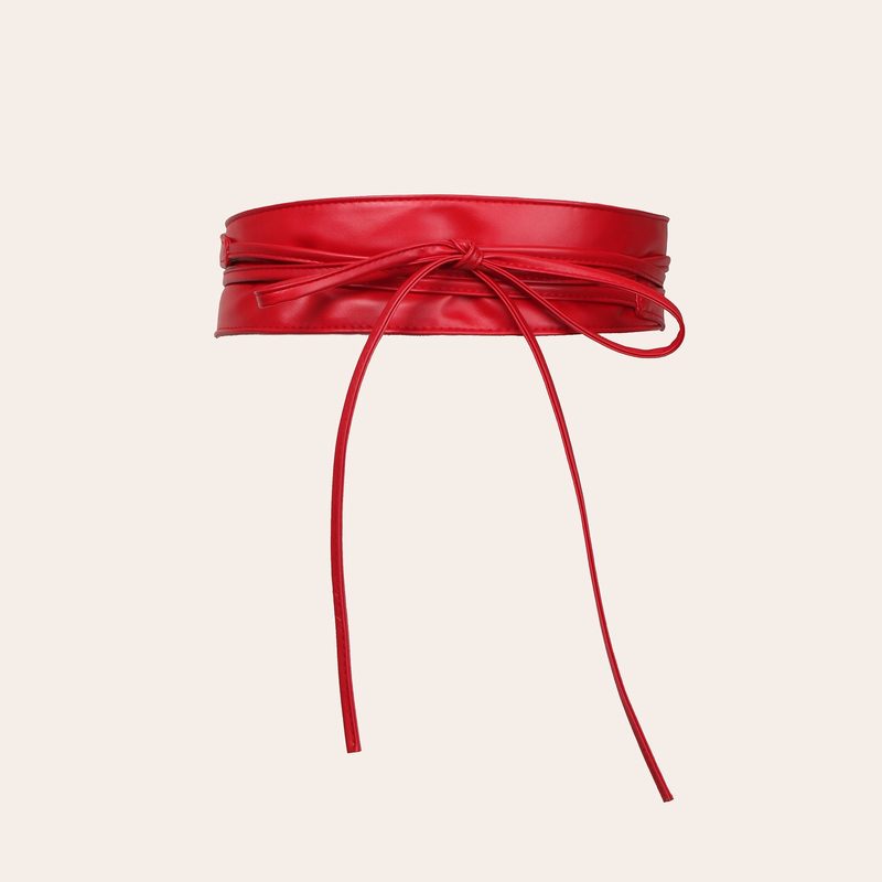 Femme Faux Leather Wide Waist Cincher With Lace-Up Bow Detail Belt