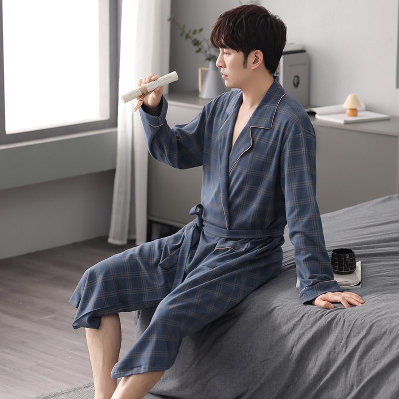 Homme Autumn Winter Pajama Robe Plus Size Manches Longues