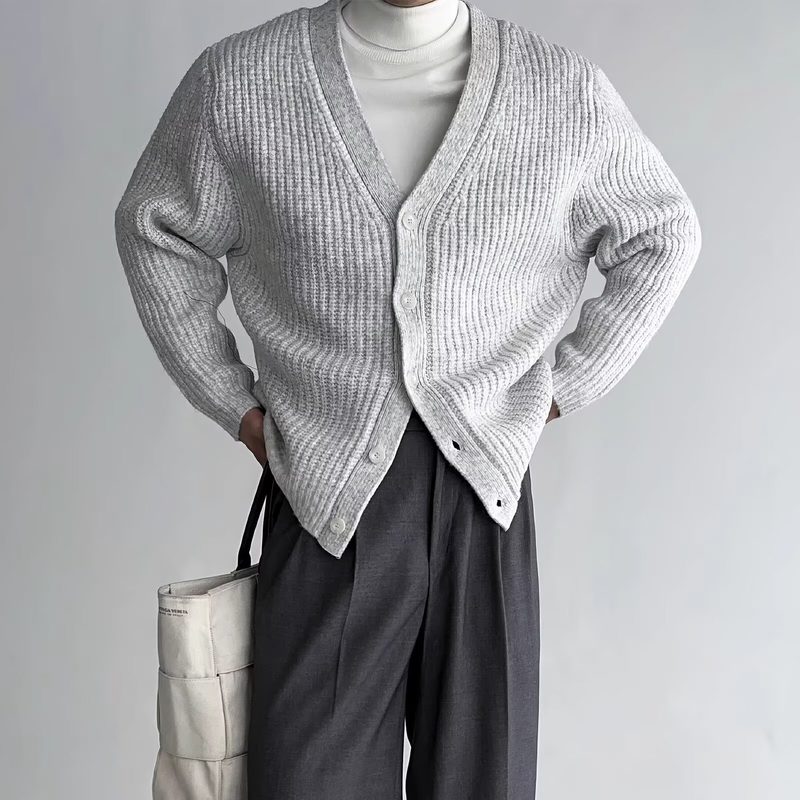 Homme Coupe Ample Versatile Artistic Col V Sweater