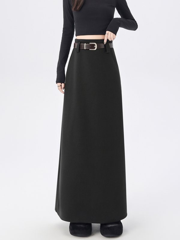 Femme High-Waisted A-Line Wool Jupe