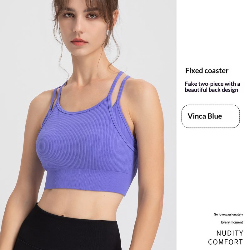 Femme Sports Top With Delicate Straps Mock Two-Piece Design Beautiful Back