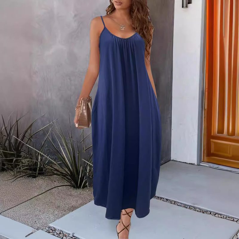 Col V Décontracté Coupe Ample Laid-Back Summer Slimming Slip Robe