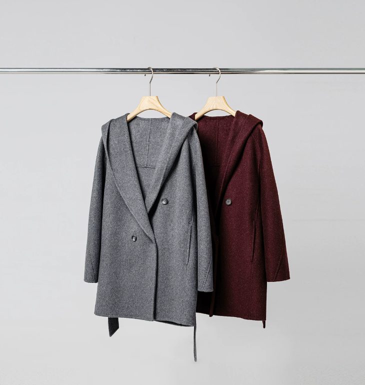 Hooded Oversize Col V Cashmere Bathrobe Manteau